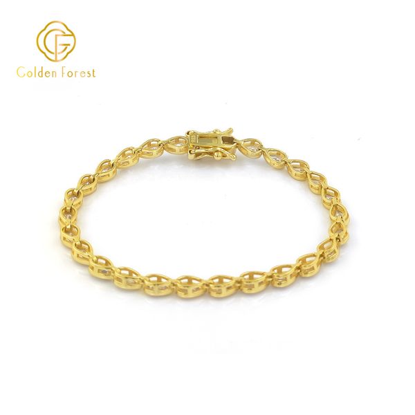 Gold  Plated Teardrop Shaped Zircon Bracelet Glamorous Style for Fashion Conscious Women - Image 4