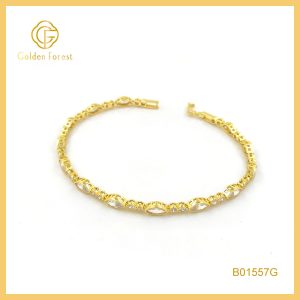 Gold Plated Sophisticated CZ Tennis Bracelet Elegant Style for Stylish Women