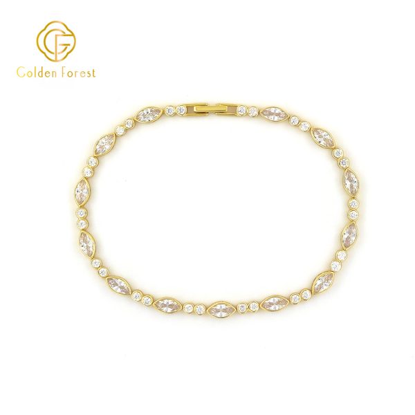 Gold Plated Sophisticated CZ Tennis Bracelet Elegant Style for Stylish Women - Image 3