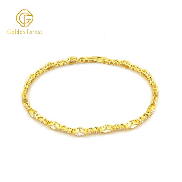 Gold Plated Sophisticated CZ Tennis Bracelet Elegant Style for Stylish Women - Image 2