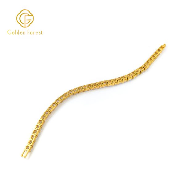 Gold  Plated Round  Cut Zircon Tennis Bracelet Luxe Style for Glamour Loving Women - Image 3