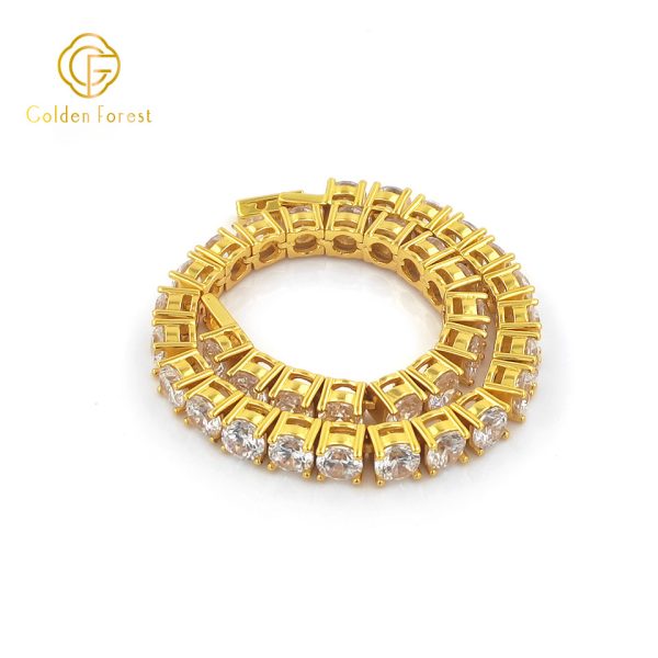 Gold  Plated Round  Cut Zircon Tennis Bracelet Luxe Style for Glamour Loving Women - Image 2