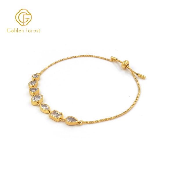 Gold Plated CZ Adjustable Elegant - Chic Style Bracelet - Image 2