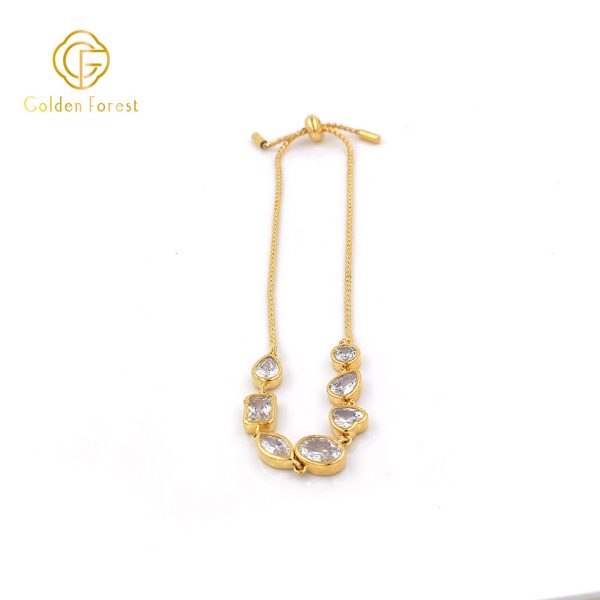 Gold Plated CZ Adjustable Elegant - Chic Style Bracelet - Image 4