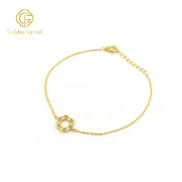 Golden Plated Hexagon Zircon Minimalist Bracelet for Women - Image 4