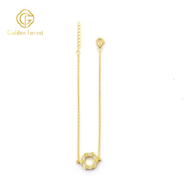 Golden Plated Hexagon Zircon Minimalist Bracelet for Women - Image 2
