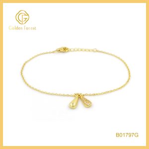 Golden Plated Water - Drop Shaped Elegant Bracelet for Women