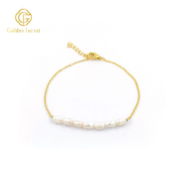 Golden Plated Baroque Pearl Elegant Bracelet for Women - Image 2