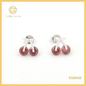 Delicate Red Cherry Fruit Stud Earrings for Her