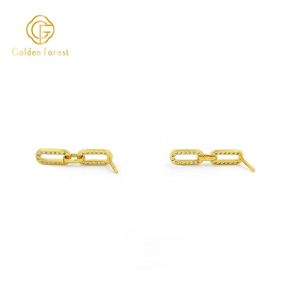 Double Link CZ Huggies 925 Silver Gold Plated - Image 4