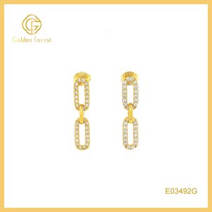 Double Link CZ Huggies 925 Silver Gold Plated