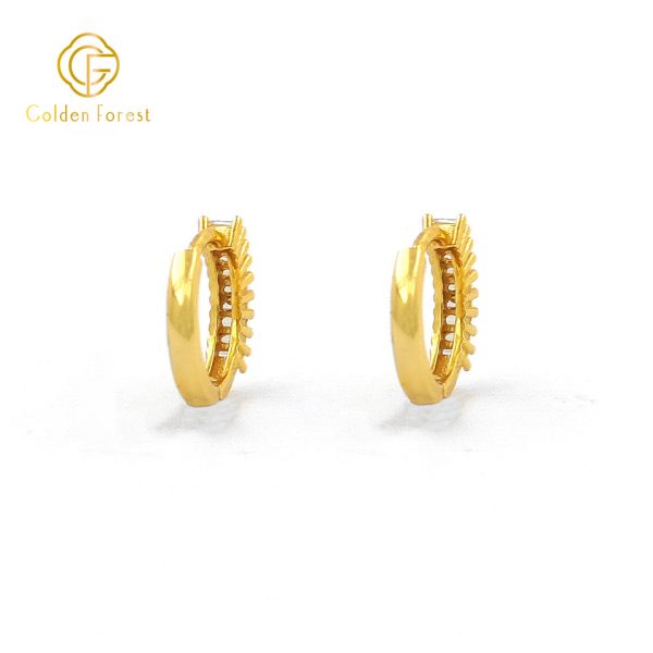 Geometric Pave CZ Hoop Earrings with Cubic Zirconia Modern Minimalist - Image 4