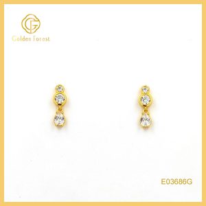 Bezel CZ Crystal Drop Gold Tone Earrings for Women