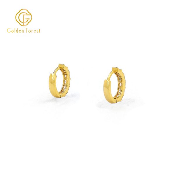 Everyday Engraved Hoops Clear Zirconia Square Cluster - Image 4