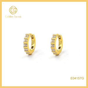 Everyday Engraved Hoops Clear Zirconia Square Cluster