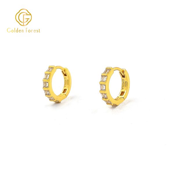 Everyday Engraved Hoops Clear Zirconia Square Cluster - Image 3