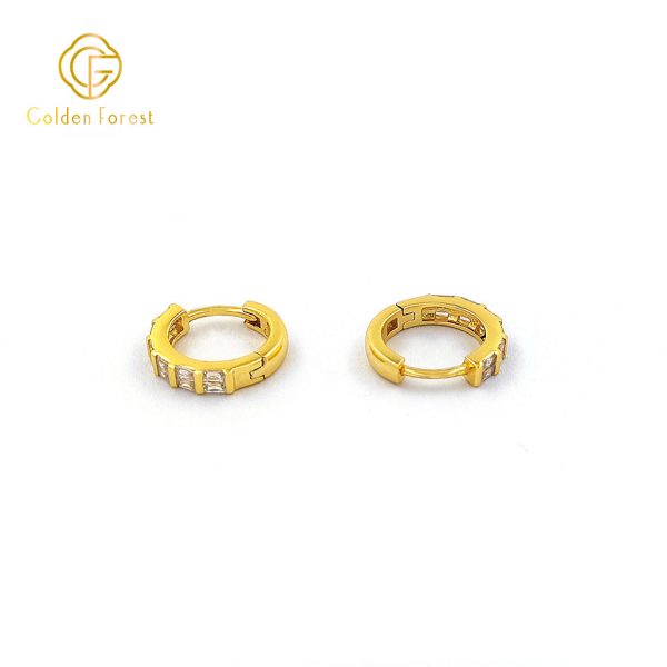Everyday Engraved Hoops Clear Zirconia Square Cluster - Image 2