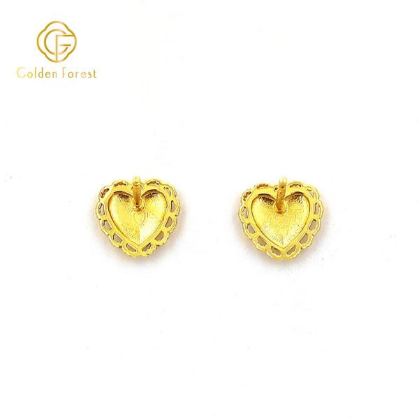 Lace Border Love Knot Heart  Gold Earrings for Women - Image 4