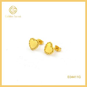 Lace Border Love Knot Heart  Gold Earrings for Women