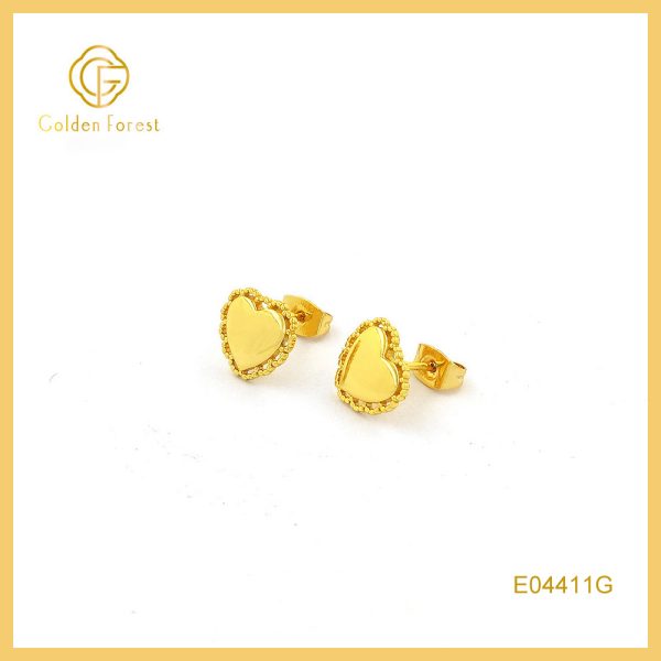 Lace Border Love Knot Heart  Gold Earrings for Women