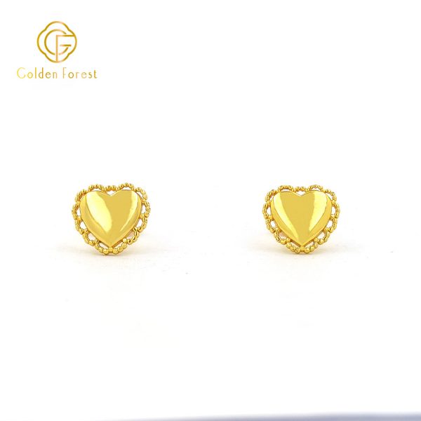 Lace Border Love Knot Heart  Gold Earrings for Women - Image 2