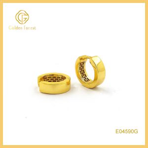 Architectural Circle Earringss Shimmering Gold with Subtle Texture