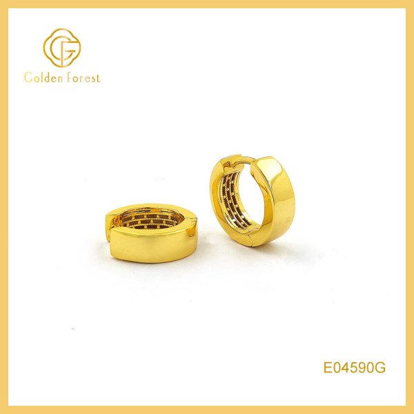 Architectural Circle Earringss Shimmering Gold with Subtle Texture