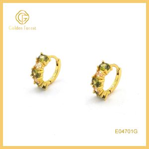 Elegant Gold Plated Colorful CZ Huggie Hoops for Hypoallergenic