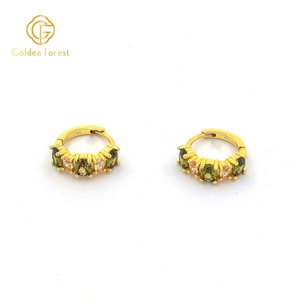 Elegant Gold Plated Colorful CZ Huggie Hoops for Hypoallergenic - Image 4