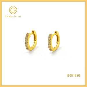 Sparkling Crystal Huggie Hoops 925 Silver Gold Plated with Cubic Zirconia