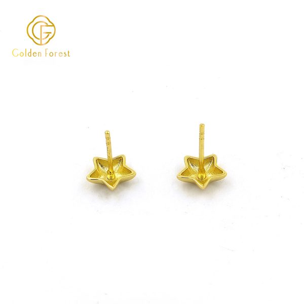 Sterling Silver Star Stud Earrings - Gold Polished for Party Jewelry - Image 4