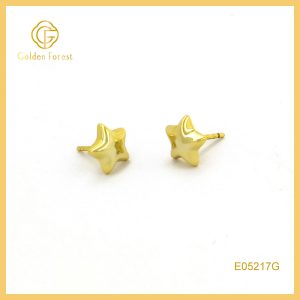 Sterling Silver Star Stud Earrings - Gold Polished for Party Jewelry