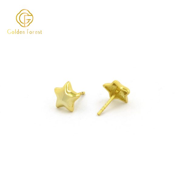 Sterling Silver Star Stud Earrings - Gold Polished for Party Jewelry - Image 3