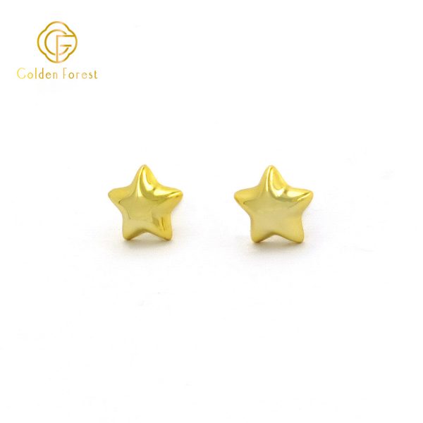 Sterling Silver Star Stud Earrings - Gold Polished for Party Jewelry - Image 2