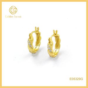 Vintage Twist Hoops Zirconia in Gold Plated 925 Silver