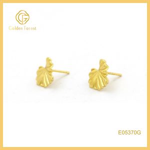 Textured Gold Fan Studs - Shell Design for Summer Beach