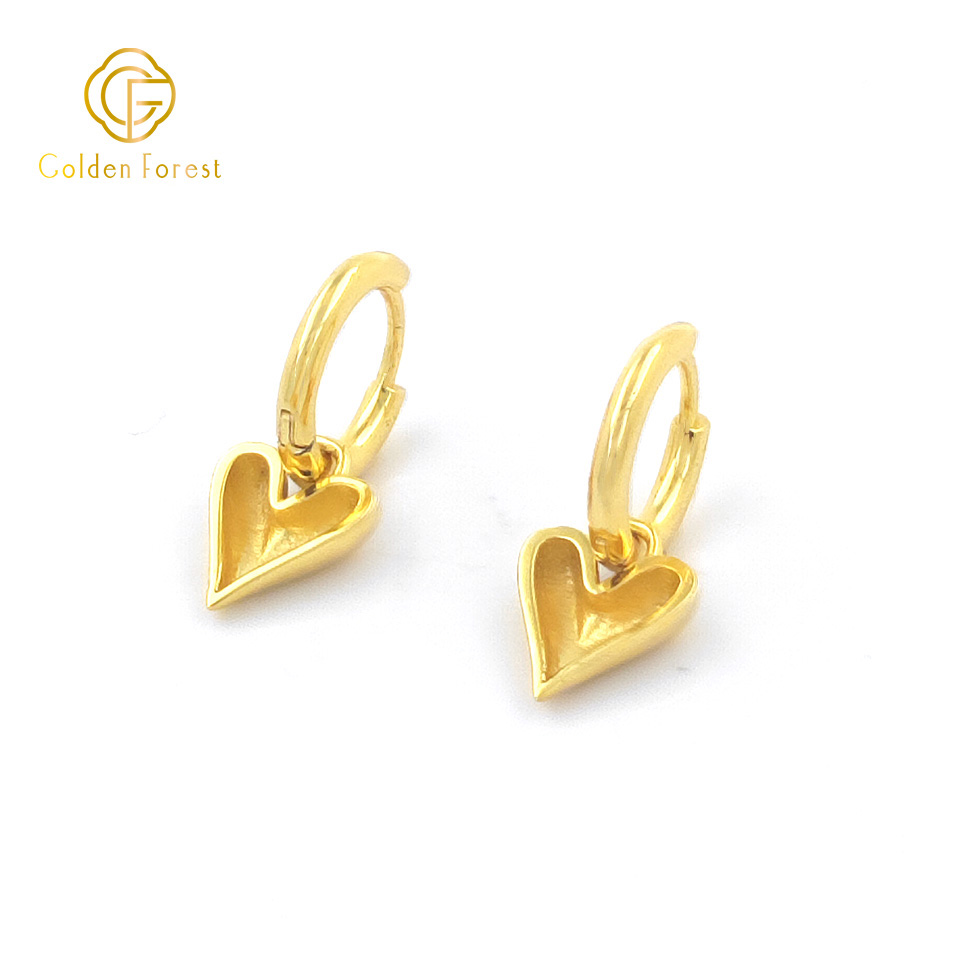 Gold Lover Heart Huggie Hoop Earrings - Image 3