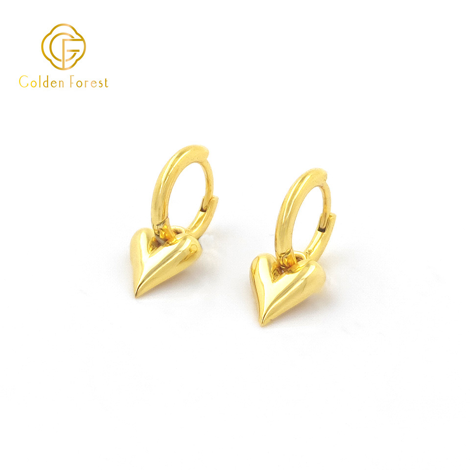 Gold Lover Heart Huggie Hoop Earrings - Image 4