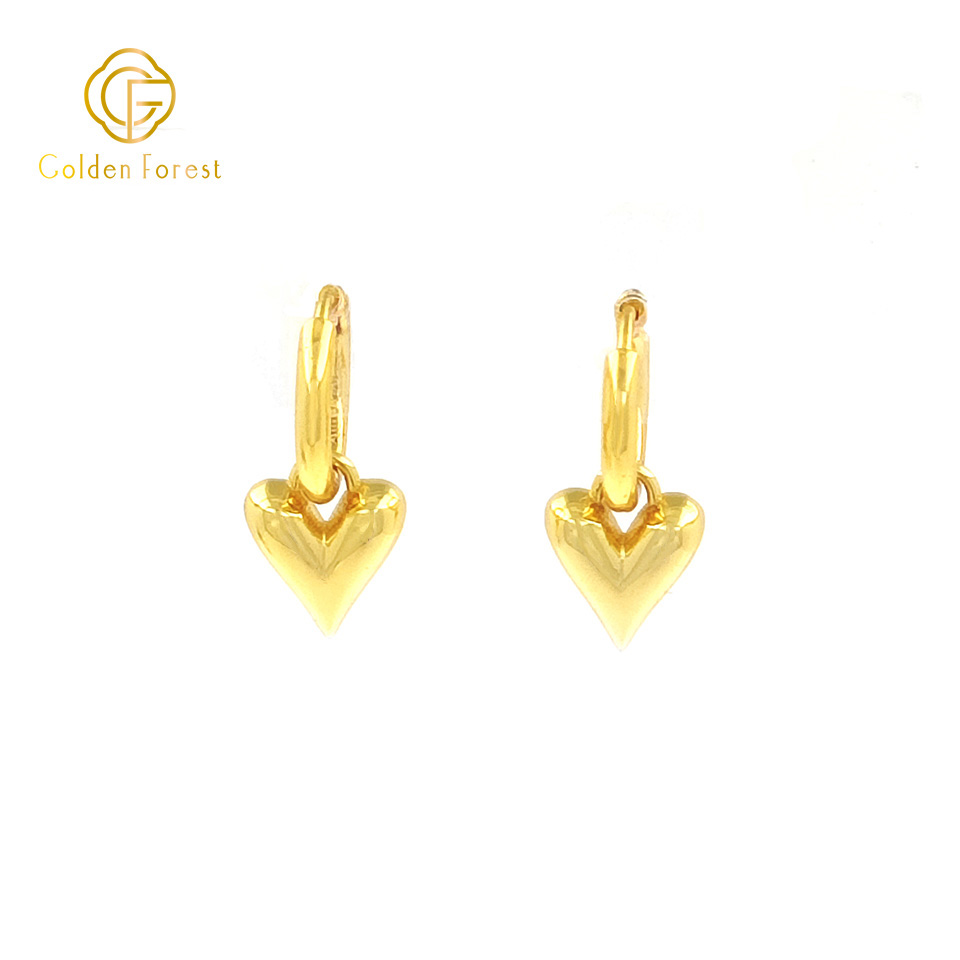 Gold Lover Heart Huggie Hoop Earrings - Image 2
