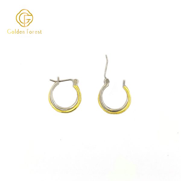 925 Sterling Silver Two-tone Hoop and Loop Earrings - Image 4