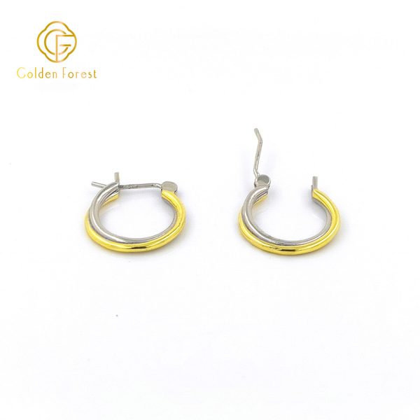 925 Sterling Silver Two-tone Hoop and Loop Earrings - Image 3
