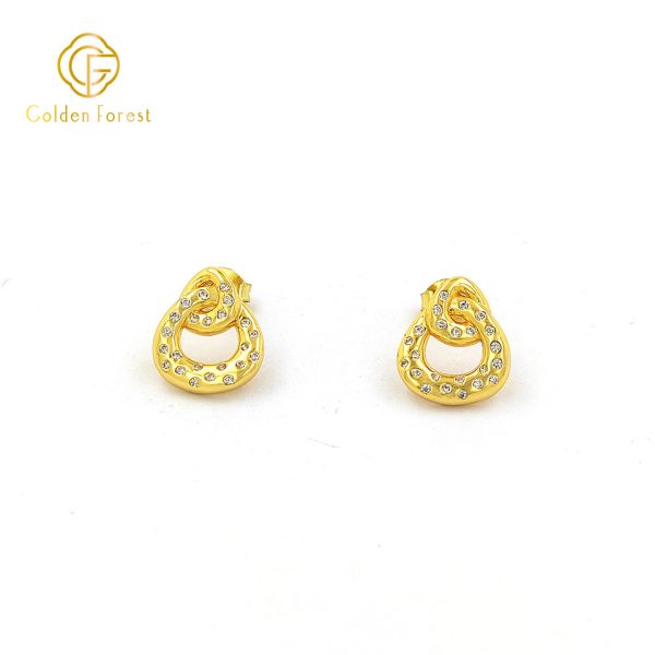 Dazzling Gold Drop Earrings - Sparkling Dots Everyday Jewelry - Image 2