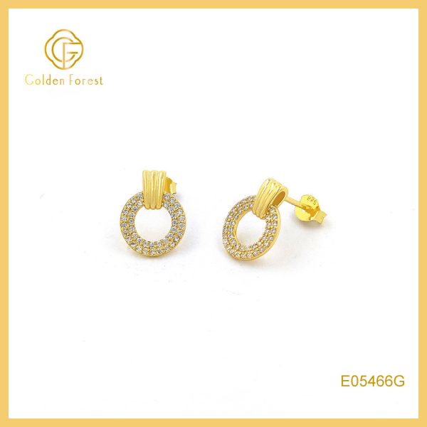 Classic Gold Huggie - Infinity Pave Circle with Cubic Zirconia