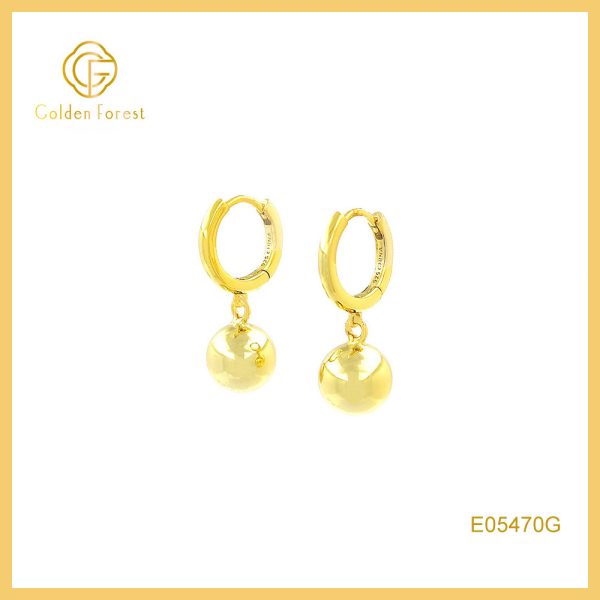 Ball Drop Hoop Earrings - Minimalist Gold Circle with Dangle Charm