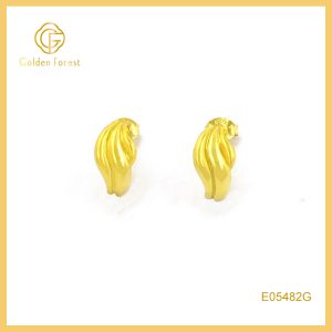 Fluid Gold Wave Huggie Hoops - Curved Design for Hypoallergenic