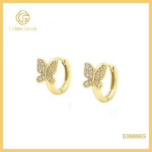 Sterling Silver Small Cute Butterfly Hoop Earrings for Women Girl