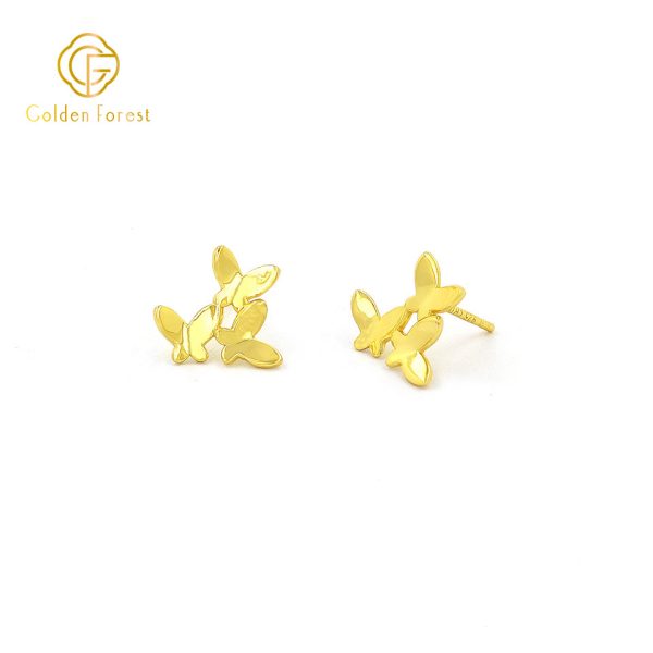 Delicate Butterfly Stack Earrings Gold Tone Stud Earrings - Image 3
