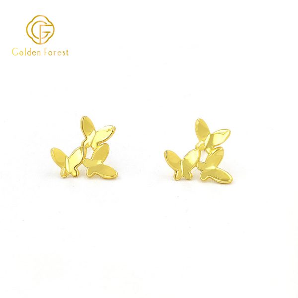 Delicate Butterfly Stack Earrings Gold Tone Stud Earrings - Image 2