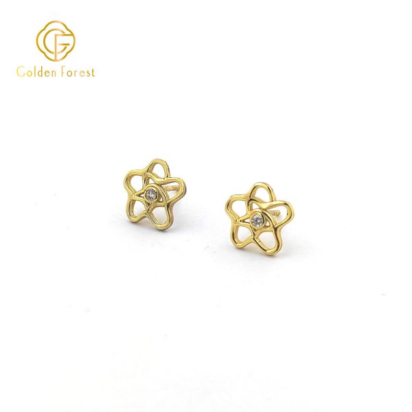 Trendy Openwork Frame Flower Stud Earrings - Image 4
