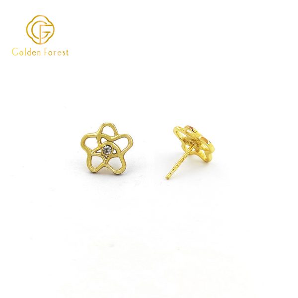 Trendy Openwork Frame Flower Stud Earrings - Image 3